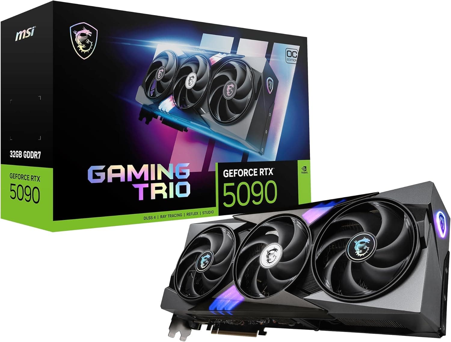 MSI Placa gráfica Gaming RTX 5090 32G Gaming Trio OC (32GB GDDR7, 512-bit, Extreme Clock TBD MHz, DisplayPort x3 2.1a, HDMI 2.1b, NVIDIA Blackwell Architecture)
