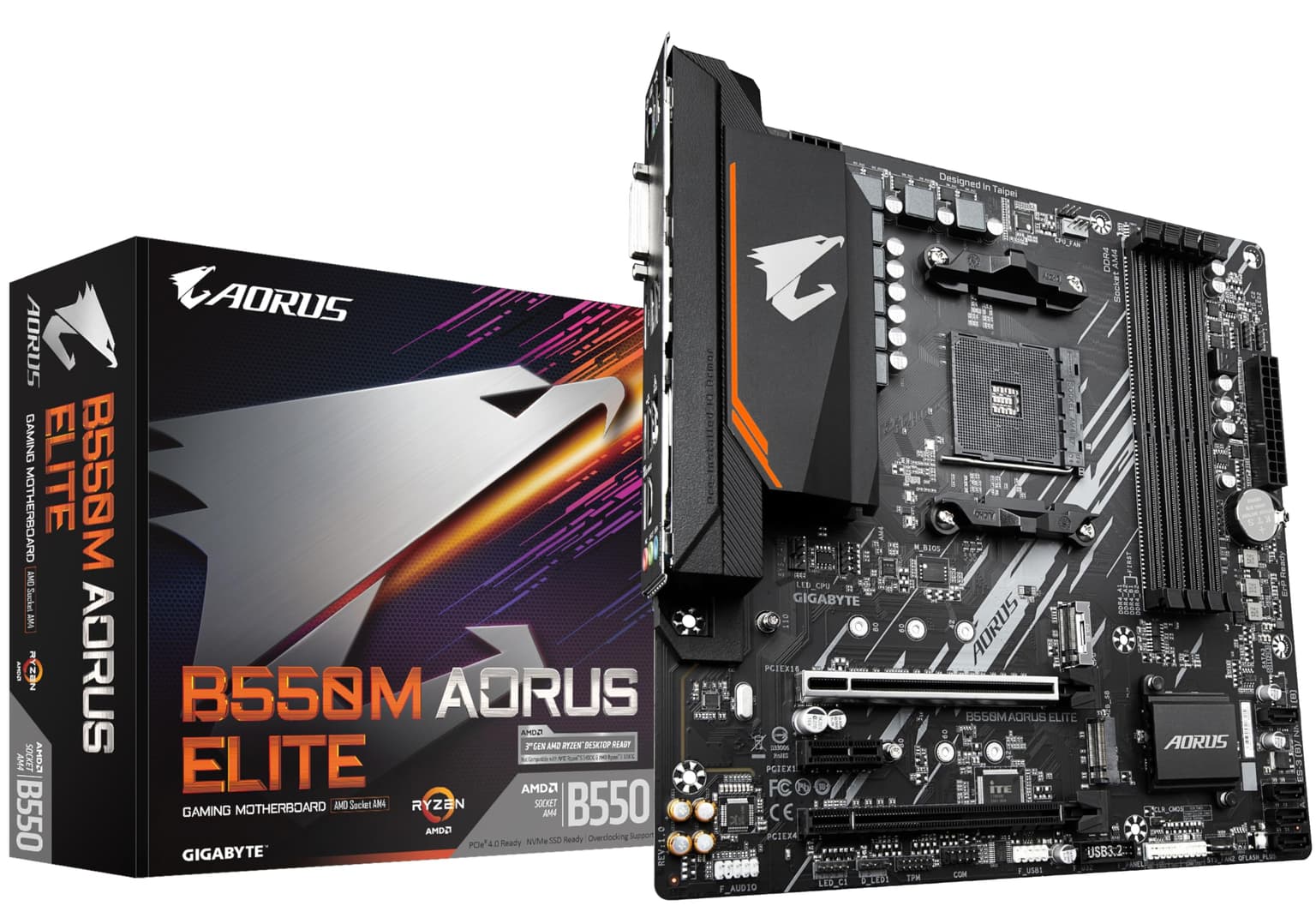Placa M&atilde;e Gigabyte B550M AORUS ELITE (AM4/DDR4/HDMI/M.2(PCIe,NVMe,SATA3)/VRM Solution/USB3.2) - B550M AORUS ELITE | Amazon.com.br