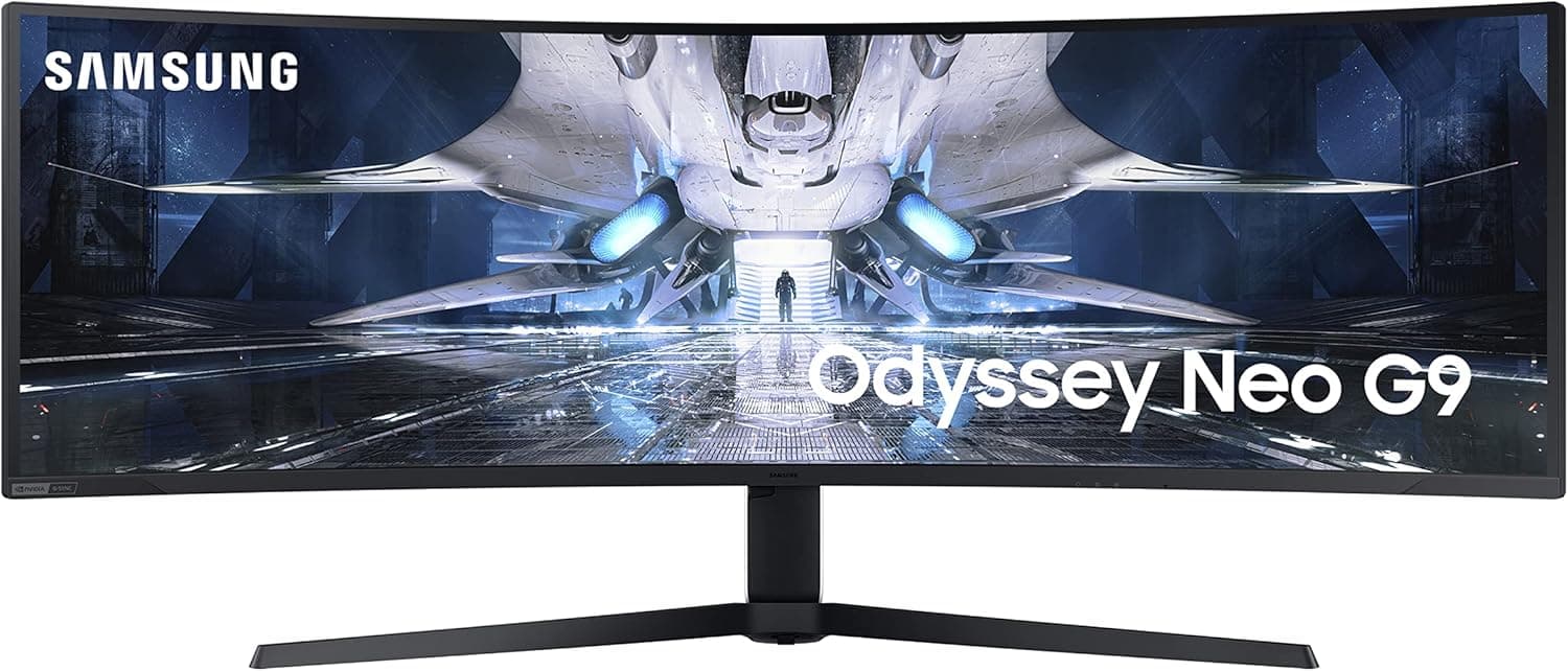 Samsung Odyssey Neo G9 49" - Monitor Gamer Curvo Mini LED, DQHD, 240Hz, 1ms, tela super ultrawide, HDMI, Display Port, USB, G-sync, Freesync Premium Pro, com ajuste de altura, Preto