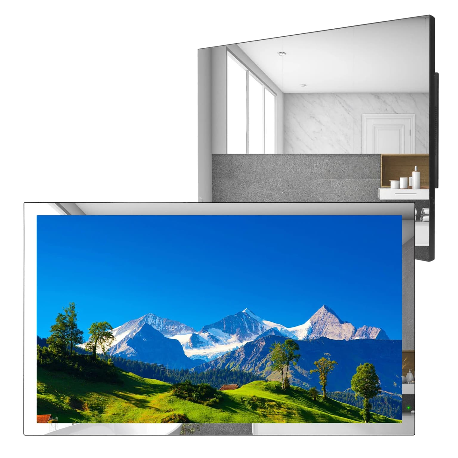 Souria 23.8 polegadas inteligente banheiro tv espelho desaparecendo lg webos dtv sistema voz resistente à água embutido wifi bluetooth