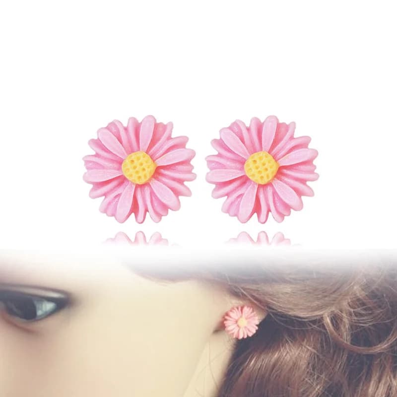 Moda bonito meninas minúsculas resina flor ímã brinco para as mulheres brincos magnéticos alergia livre brincos jóias presente de festa