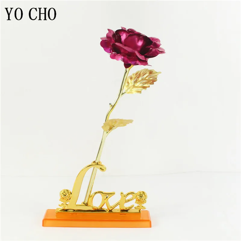 Rosa eterna colorida galáxia flores artificiais 24k folha de ouro flor amor base flare caixa para namorada presente do dia dos namorados