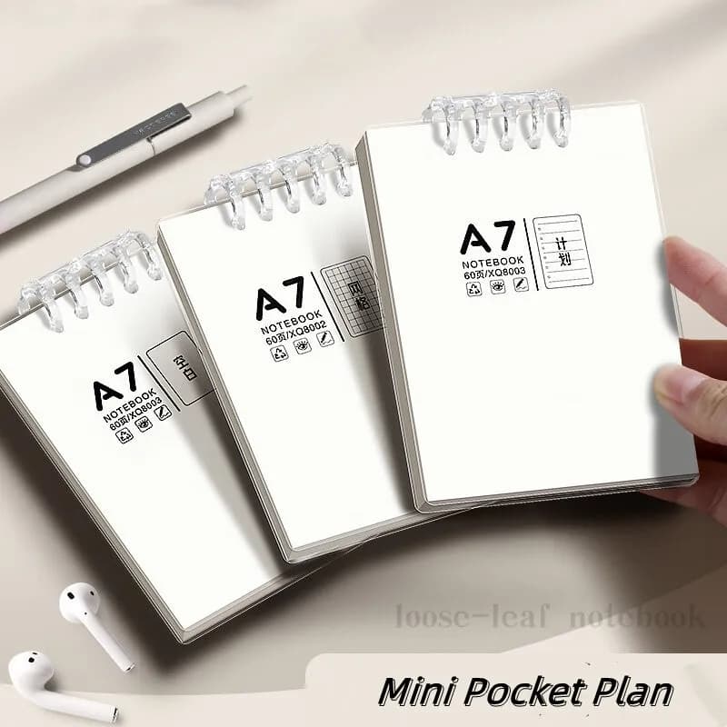 Mini a7 flip up bobina nota livro aprendizagem página bloco de notas bolso bloco de notas diário livro portátil escritório papelaria volta às aulas presentes