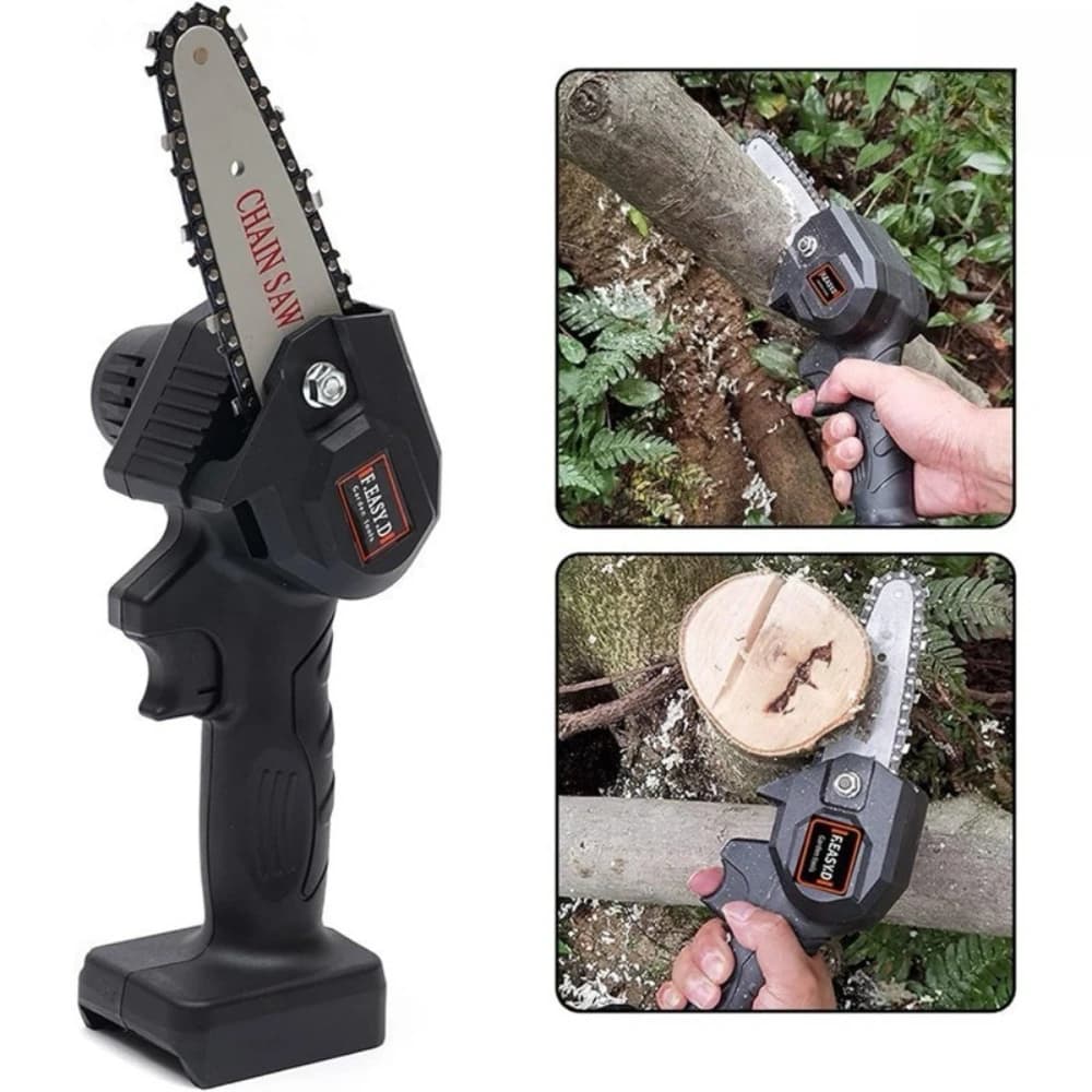 Mini Motosserra Elétrica 4 Polegadas Recarregável Bivolt Alta Potência para Poda de Árvores e Jardinagem