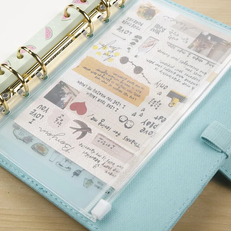 A5 a6 a7 6 buracos pasta bolsos à prova dwaterproof água dinheiro orçamento envelopes zíper folha solta página bolso saco para notebook planejador