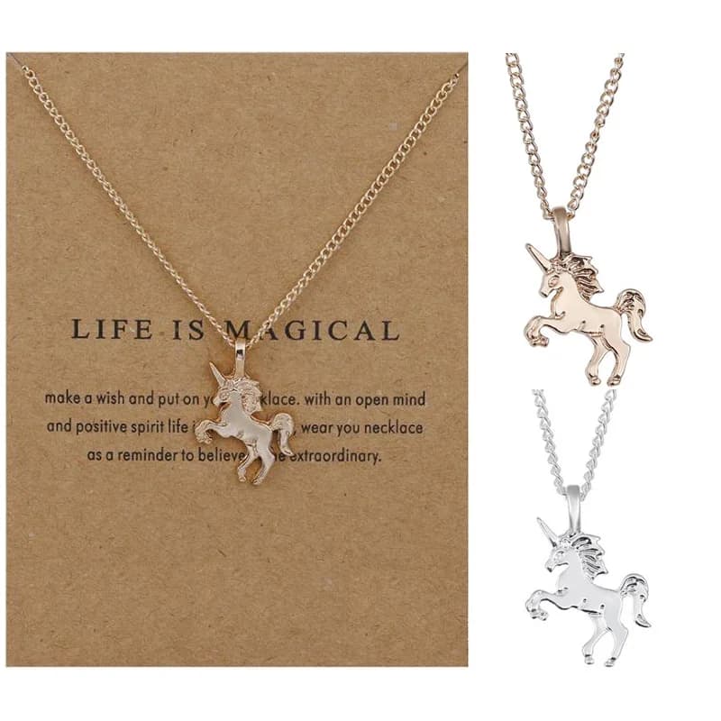 Colar Promocional de Unicórnio em Liga Metálica, Corrente de Clavícula Criativa com Pingente de Pônei, Presente de Moda para Mulheres e Amantes, Joias no Atacado