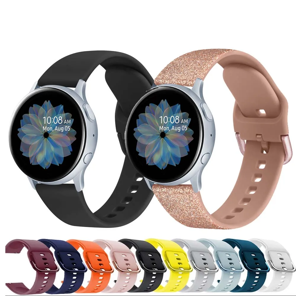 Pulseira de silicone original de 20mm para samsung galaxy watch active 2 40/44mm / 3 41mm pulseira smartwatch para huawei gt 2 42mm