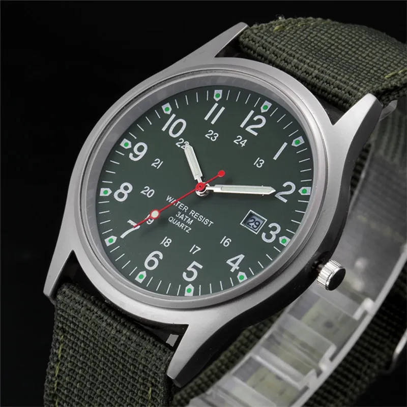 Meninos marca barato relógios masculino moda casual banda de náilon esportes presentes do exército data relógio de pulso quartzo fluorescente relogio masculino