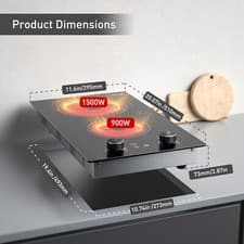 Electric Stove Top 2 Burner, 12Inch Electric Cooktop, Built-In Ceramic Cooktop