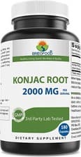 Brieofood Konjac Root Glucomannan 2000 mg per Serving 180 Vegetarian Capsules