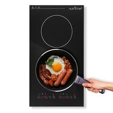 NutriChef Kitchen Dual Induction Cooktop, 1800W, 9 Power Level, Digital Display