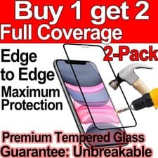 Full Cover Glass Screen Protector For iPhone 11 12 13 14 15 16 17 Pro MAX