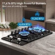 12-Inch Amzgachfktch 2-Burners Gas Cooktop, NG/LPG Convertible, Easy Clean