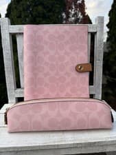 AUTHENTIC NWT Coach Powder Pink Notebook & Pencil Case Bundle CEA49 CEA52