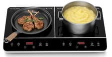 Double Induction Cooktop 1800W, Portable 2 Burner Electric Cooktop with Split To