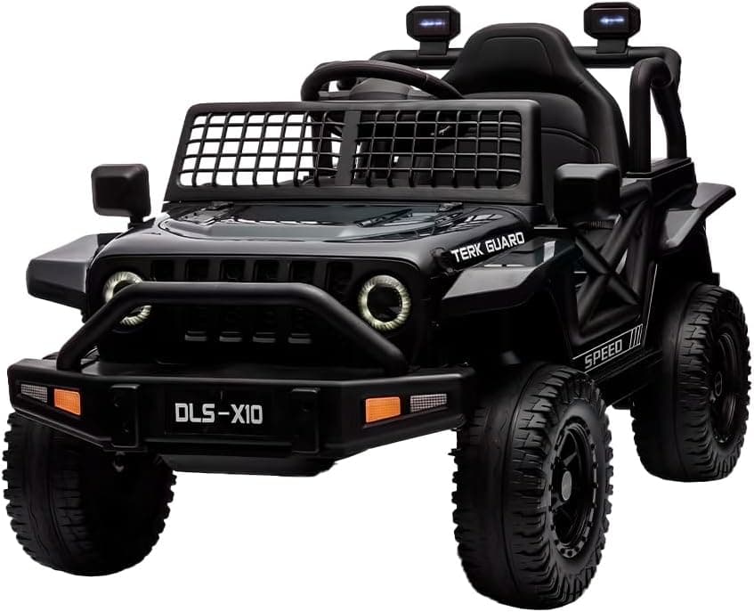 Mini Carro Elétrico Infantil Jipe Life 12V Preto com Controle Remoto Parental e Autônomo, B4t3r1a Recarregável, Som MP3/Bluetooth, Faróis LED para Criança Passeio