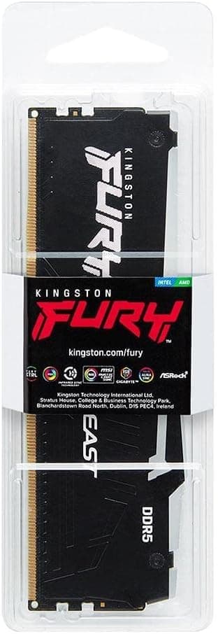 Kingston Módulo único de memória de desktop Fury Beast RGB 16GB 5200MT/s DDR5 CL40 DIMM | Intel XMP 3.0 | Tecnologia de sincronização infravermelha | Estabilidade de overclocking | KF552C40BBA-16