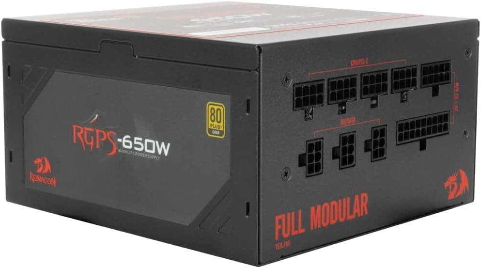 Fonte de Alimentação Gamer Redragon RGPS-650W 80 Plus Gold Full Modular, Preto