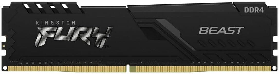 KF432C16BB/16 - Memória de 16GB DIMM DDR4 3200Mhz FURY Beast 1,35V 1Rx8 288 pinos para desktop/gamers, Preto
