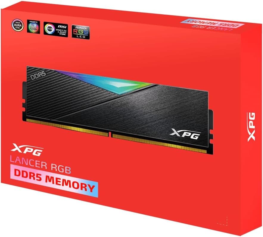 Memória RAM Gamer XPG Lancer RGB DDR5 32GB (2x16GB) 6000MHz CL30, Alto Desempenho e Estilo para Desktop – Preto
