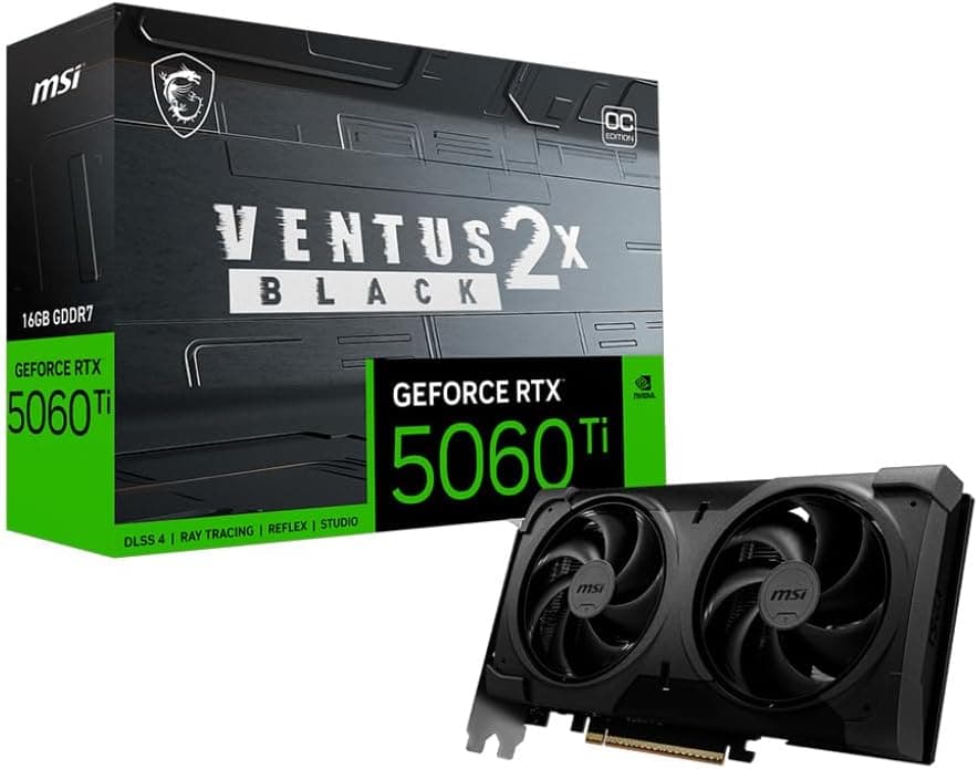 GPU NV RTX5060TI 16GB GDDR7 128BITS VENTUS 2X OC BLACK PLUS MSI 912-V535-088