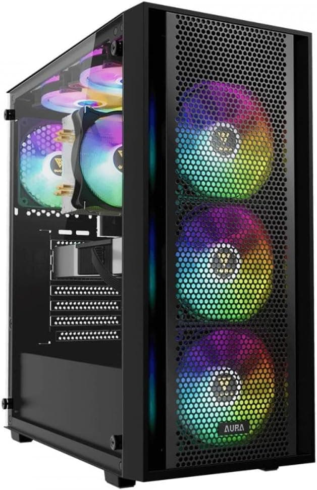 Gabinete Gamer Gamdias Aura GC2 Elite ARGB Preto com 4 fans AURA GC2 ELITE ARGB