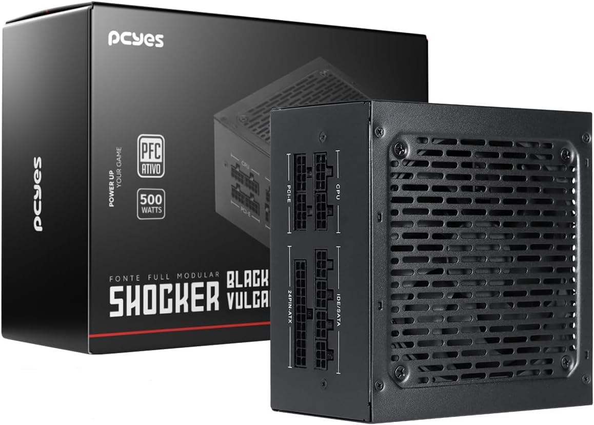 Fonte Gamer Pcyes Shocker Full Modular 500w 80 Plus White - Black Vulcan - FM500WBV