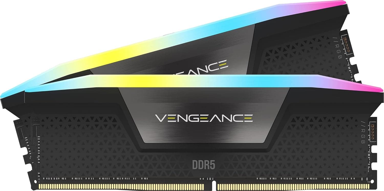 CORSAIR VENGEANCE RGB DDR5 RAM 16GB (2x8GB) 5200MHz CL40 Intel XMP iCUE Memória de computador compatível - Preto (CMH16GX5M2B5200C40)