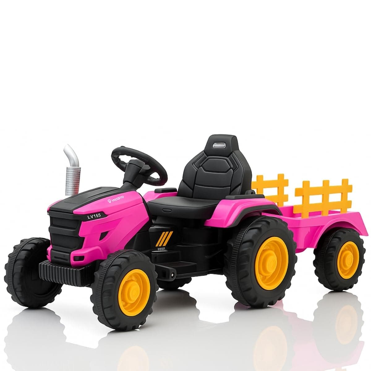 Trator Elétrico Infantil 12V Controle Remoto Som Luz e Carreta (Rosa) : Amazon.com.br: Brinquedos e Jogos