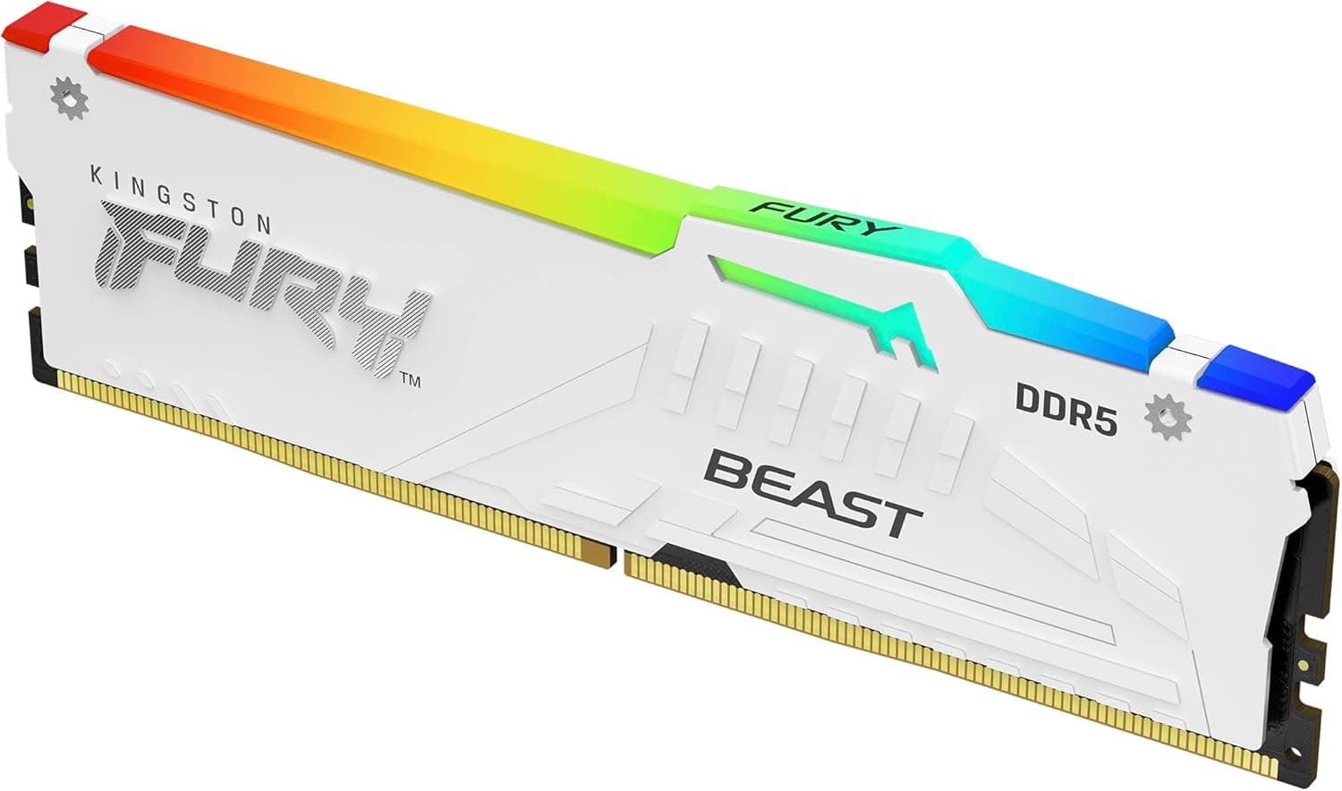 Kingston Fury Beast White RGB 32GB 5600MT/s CL40 DDR5 XMP DIMM | Sincronização de infravermelho | Software Fury CTRL | Overclocking | Plug N Play | Intel XMP 3.0 | Módulo único | KF556C40BWA-32