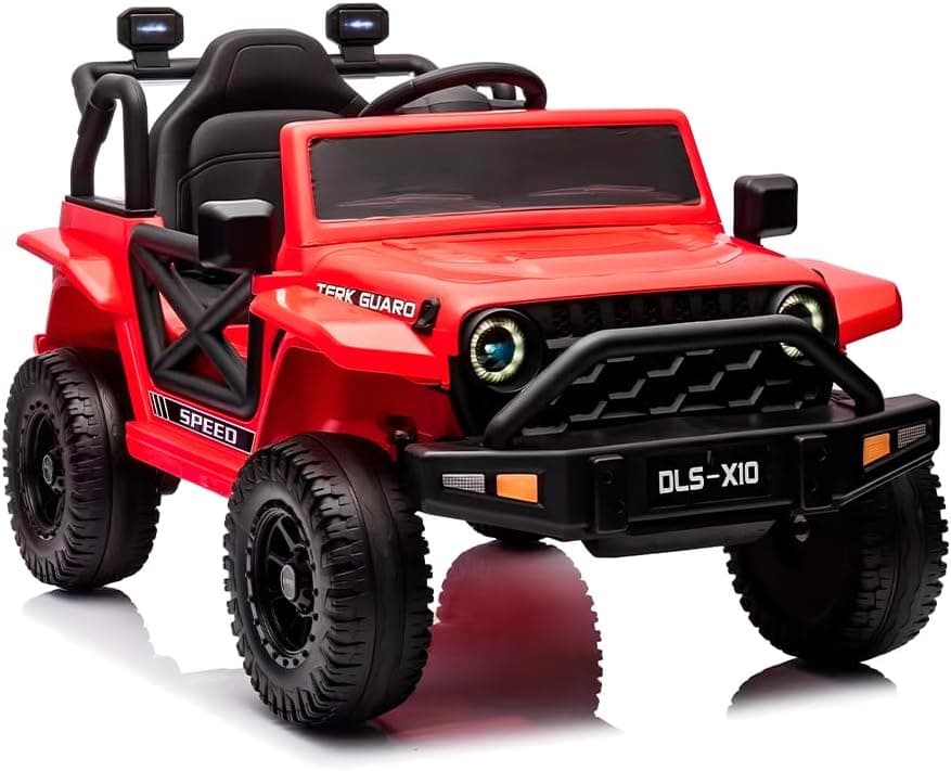 Mini Carro Elétrico Infantil Jipe Life 12V Vermelho com Controle Remoto Parental e Autônomo, B4t3r1a Recarregável, Som MP3/Bluetooth, Faróis LED para Criança Passeio