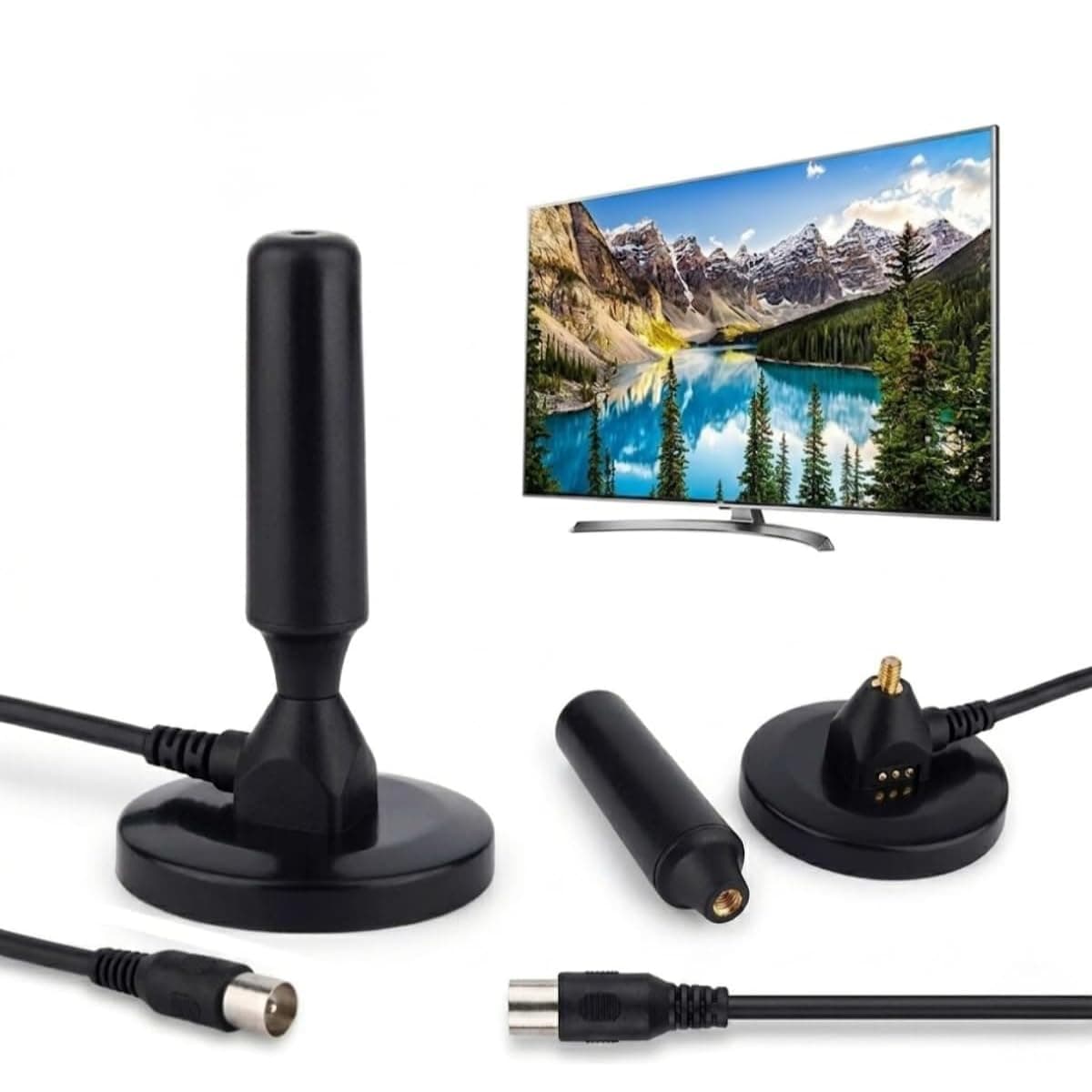Antena Digital Interna e Externa para TV - HDTV 4K UHF VHF Smart TV, Led, LCD, 3D, Cabo 5 Metros, Com Base de Imã e Resistente a Água