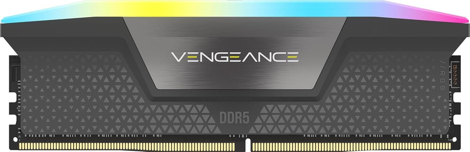 CORSAIR VENGEANCE RGB DDR5 RAM 16GB (1x16GB) 5600MHz CL40-40-40-77 1.25V AMD EXPO Intel XMP 3.0 Desktop Computer Memory – Gray (CMH16GX5M1B5600Z40)