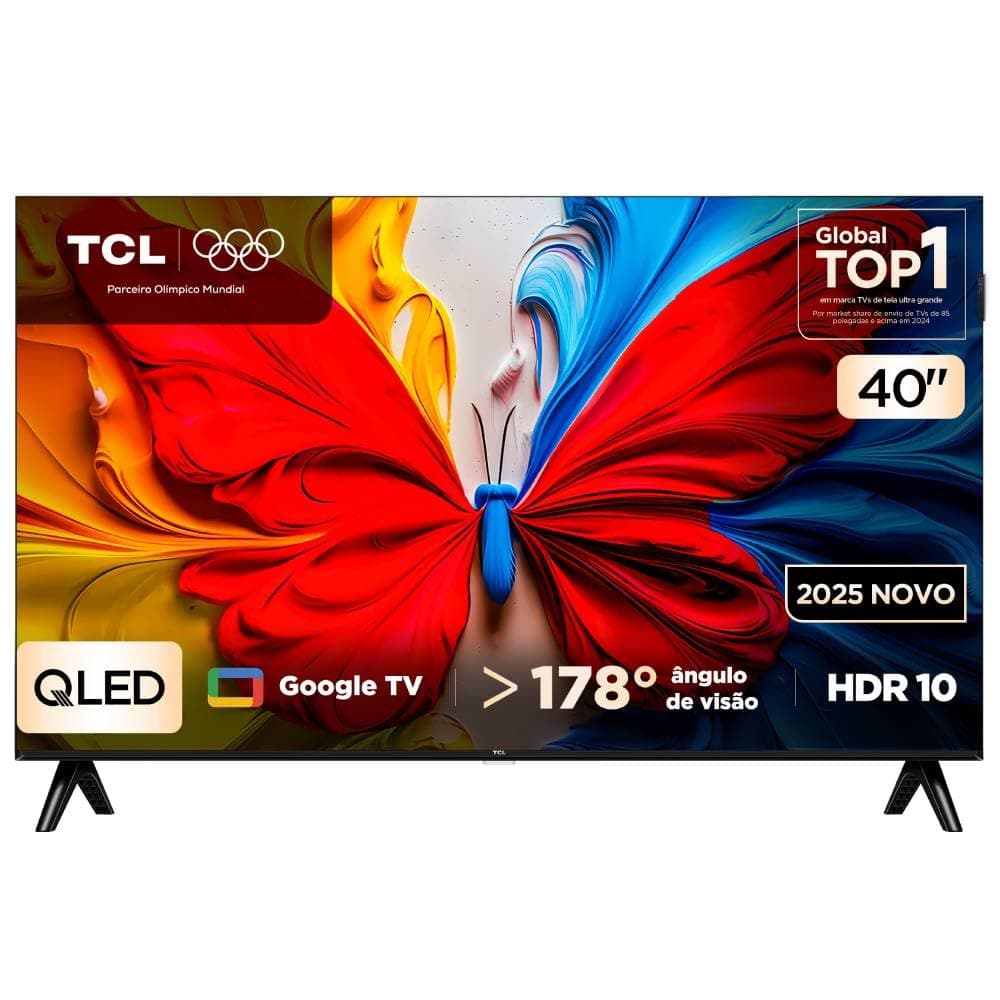 TCL, Smart TV, 40 Polegadas, HD QLED, WiFi, Bluetooth, Google TV, 2 HDMI, HDR10, Dolby Audio, 40S5K