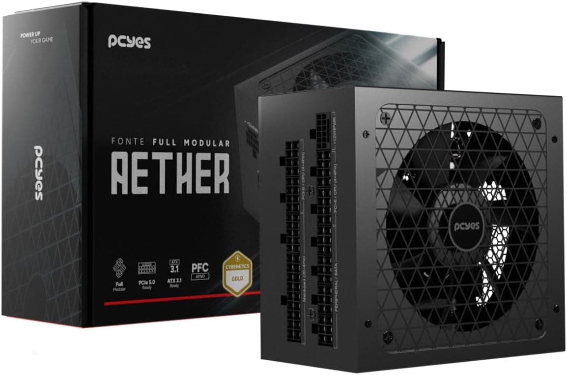 FONTE GAMER PCYES AETHER 850W FULL MODULAR CYBENETICS GOLD PCIE 5.0 ATX 3.1-850WFMG
