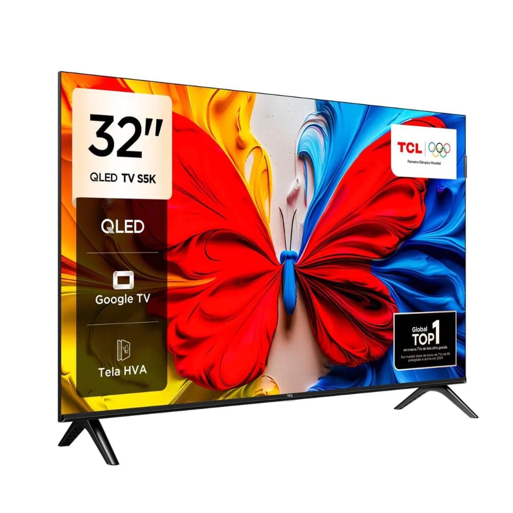 TCL, Smart TV, 32 Polegadas, HD QLED, WiFi, Bluetooth, Google TV, 2 HDMI, HDR10, Dolby Audio, 32S5K