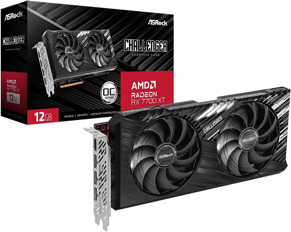 GPU ASROCK AMD RADEON 7700 XT CHALLENGER 12G OC 192 BITS (RX7700XT CL 12GO) 90-GA4QZZ-00UANF
