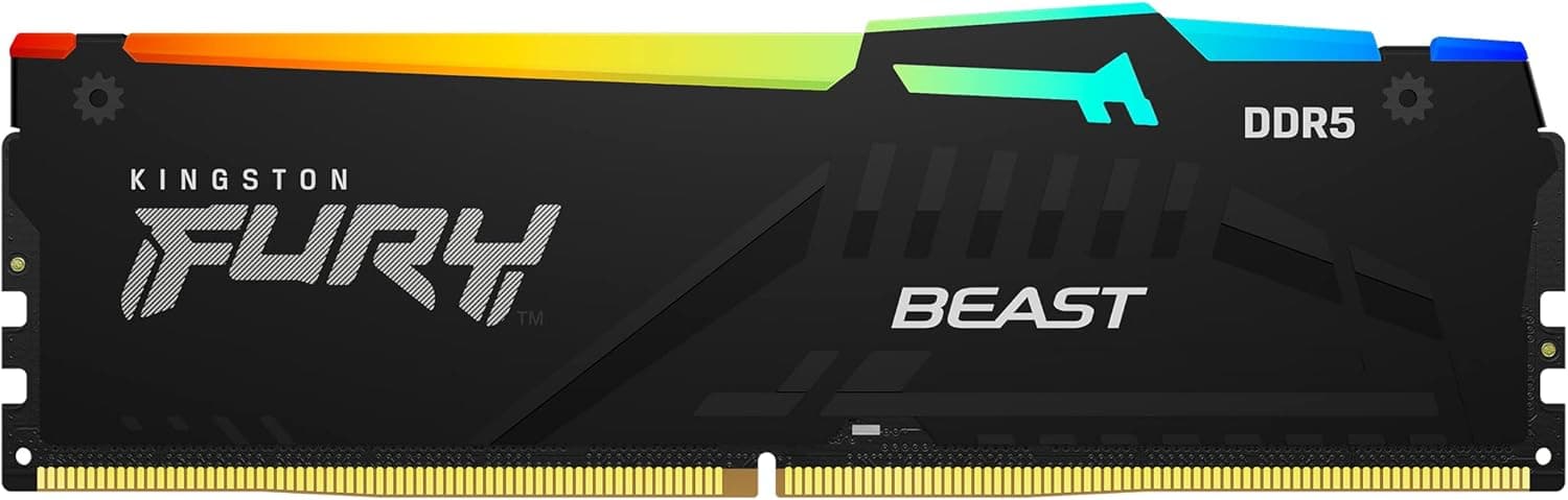 Kingston Módulo único de memória para jogos de desktop Fury Beast DDR5 RGB 8GB 5600MT/s DDR5 CL40 DIMM - KF556C40BBA-8