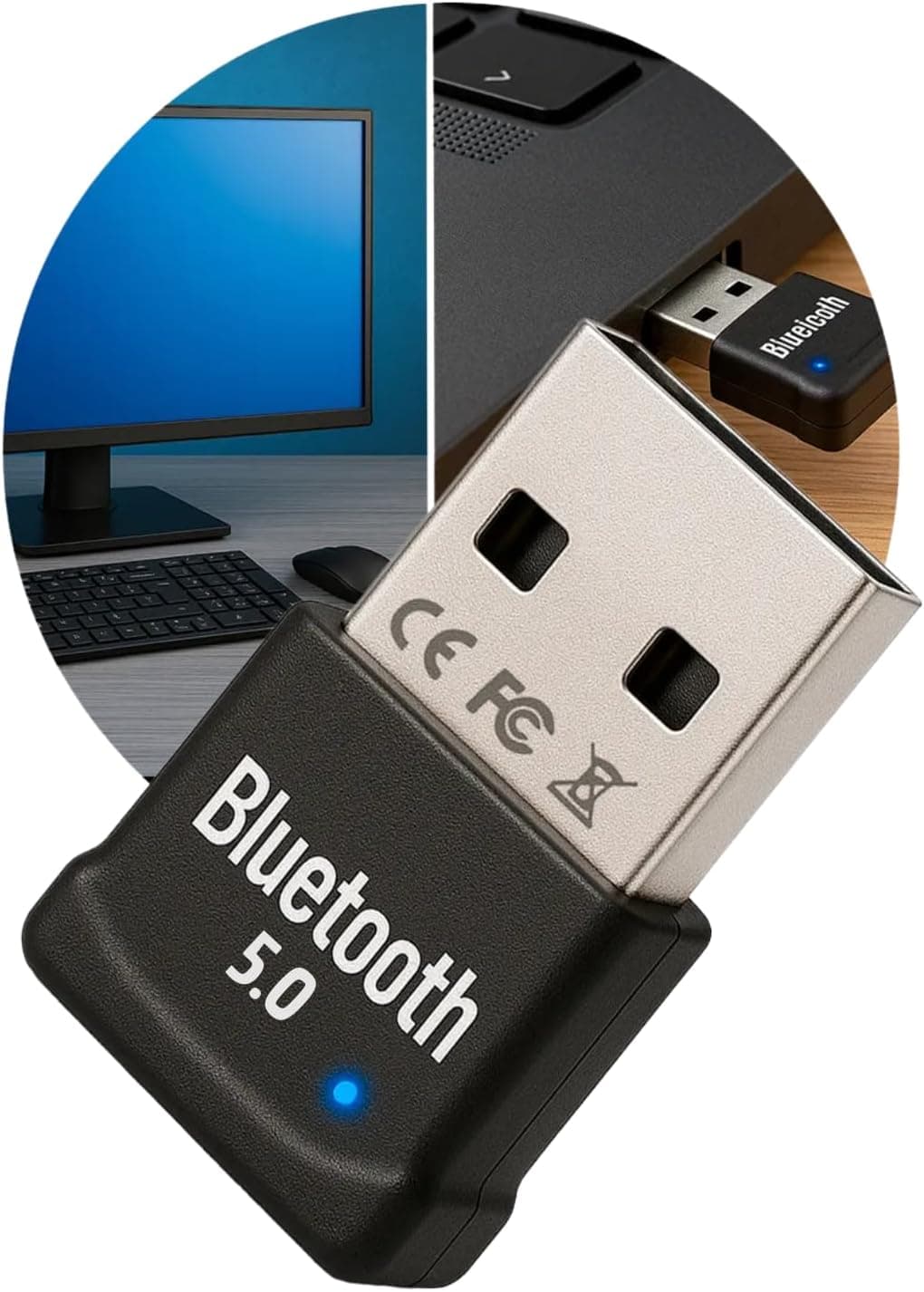 Adaptador Receptor Bluetooth 5.0 Usb Wireless Transmissor para Computador Pc Fone de Ouvido Impressora Notebook Laptop Gamepad Mouse Teclado Auto-falantes Win 10/8.1/8/7/Xp