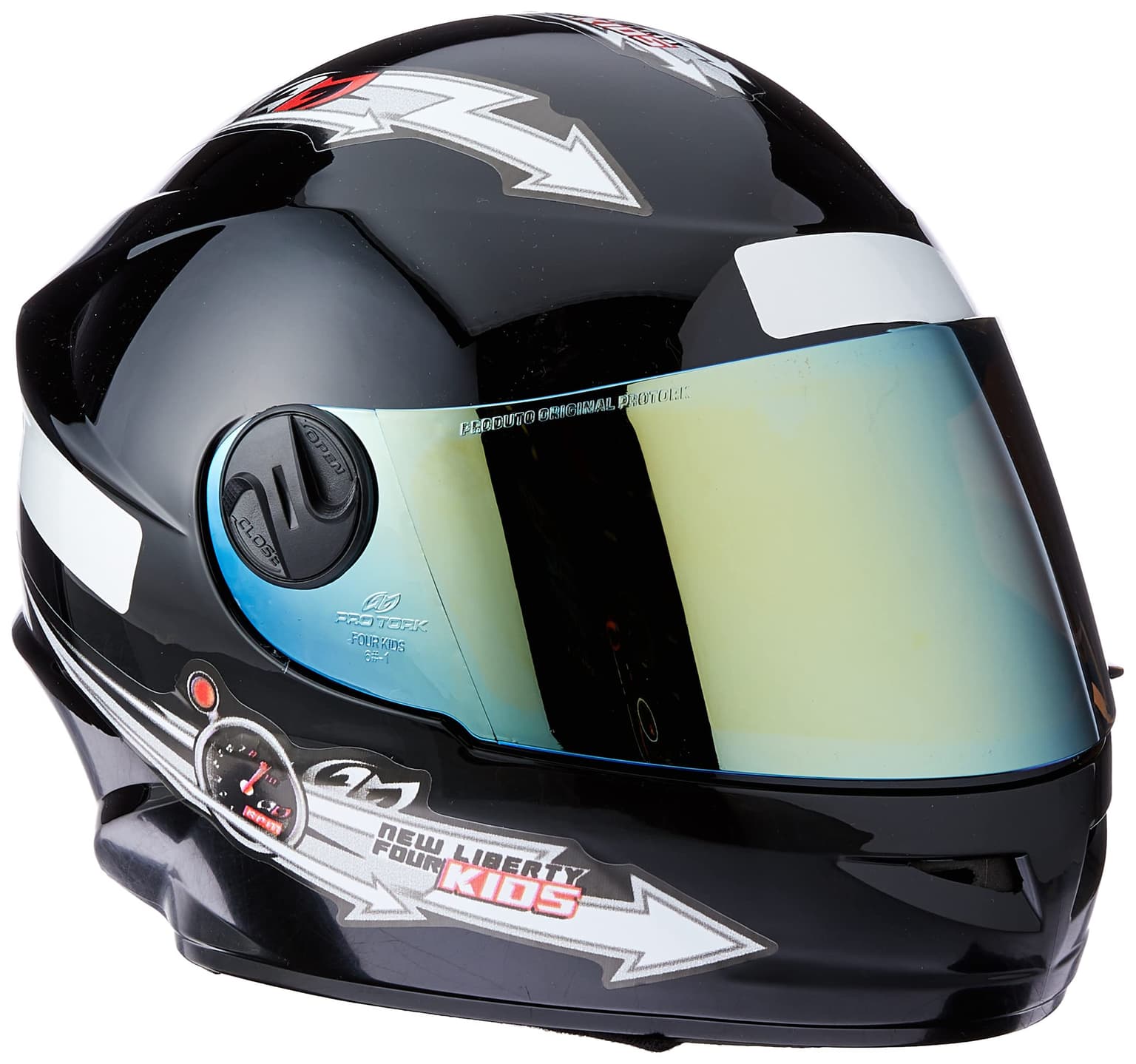 CAPACETE FECHADO PRO TORK LIBERTY FOR KIDS SOLID PRETO TAM. 54 VIS. DOURADA | Amazon.com.br