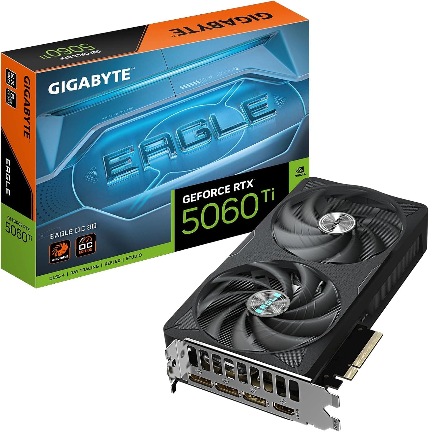 Gigabyte Placa gráfica GeForce RTX 5060 Ti Eagle OC 8G - 8 GB GDDR7, 128 bits, PCI-E 5.0, 2617 MHz Core Clock, 3 x DisplayPort, 1 x HDMI, GV-N506TEAGLE OC-8GD