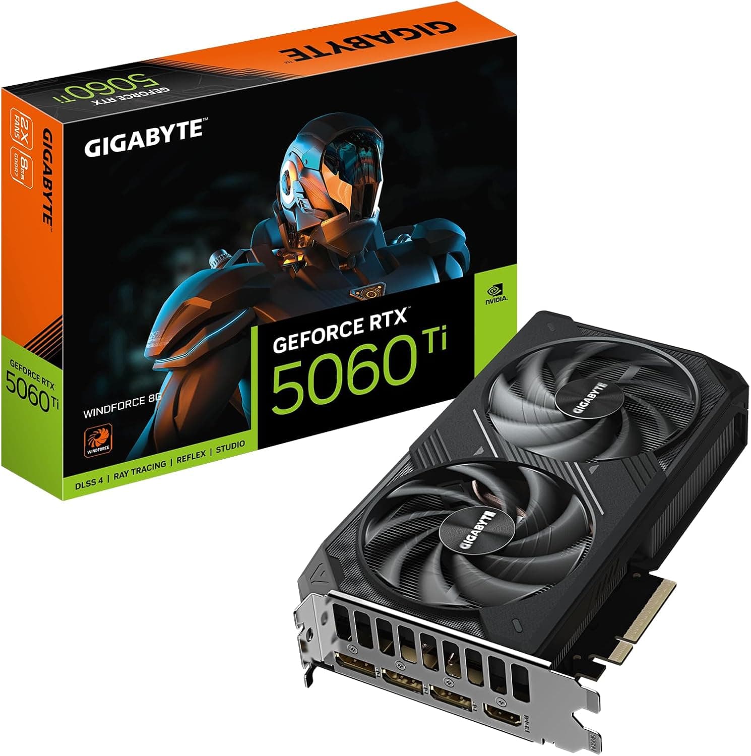 Gigabyte Placa de vídeo GeForce RTX 5060 Ti WINDFORCE 8G - 8GB GDDR7, 128bit, PCI-E 5.0, 2572MHz Core Clock, 3 x DisplayPort, 1 x HDMI, GV-N506TWF2-8GD