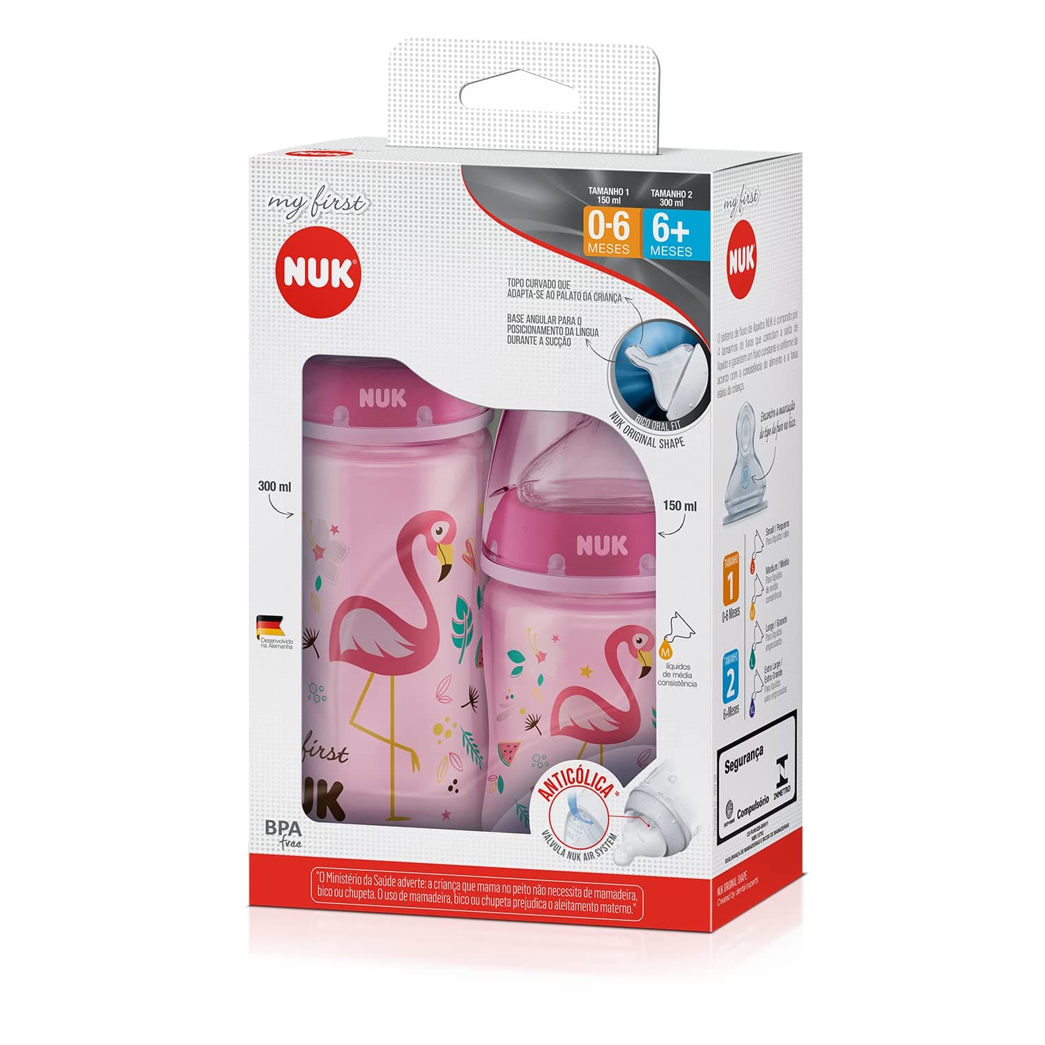 NUK Kit Mamadeira My 1St S1 150Ml S2 300Ml Girl - Rosa 2 Unidades | Amazon.com.br