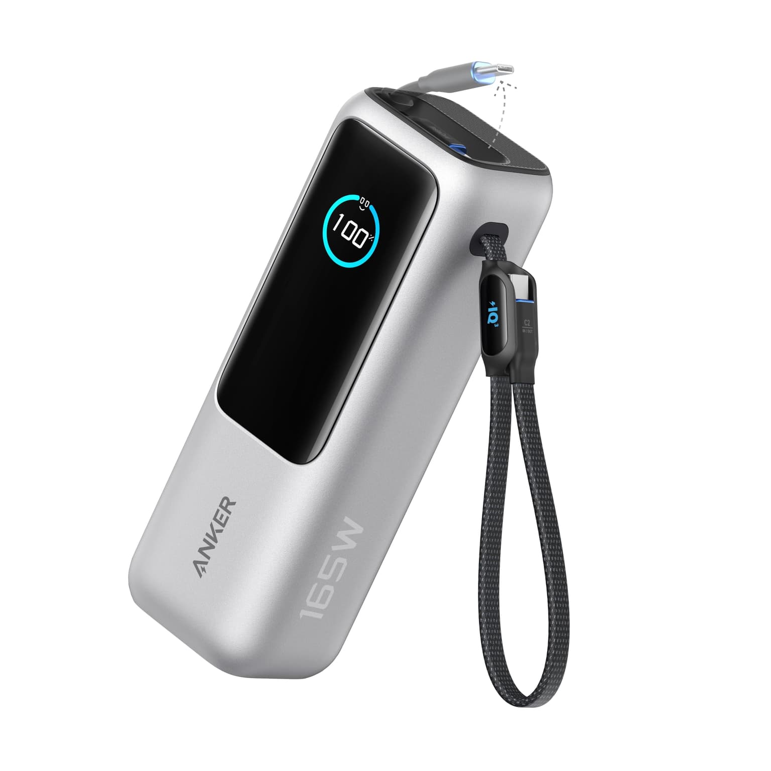 Anker Laptop Power Bank, 25.000mAh Carregador Portátil para Notebook,3-Portas 165W USB-C,Cabos Retráteis Integrados, Aprovado para Viagens Aéreas,Compatível com iPhone 17/16/15,Samsung,Xiaomi e Mais | Amazon.com.br