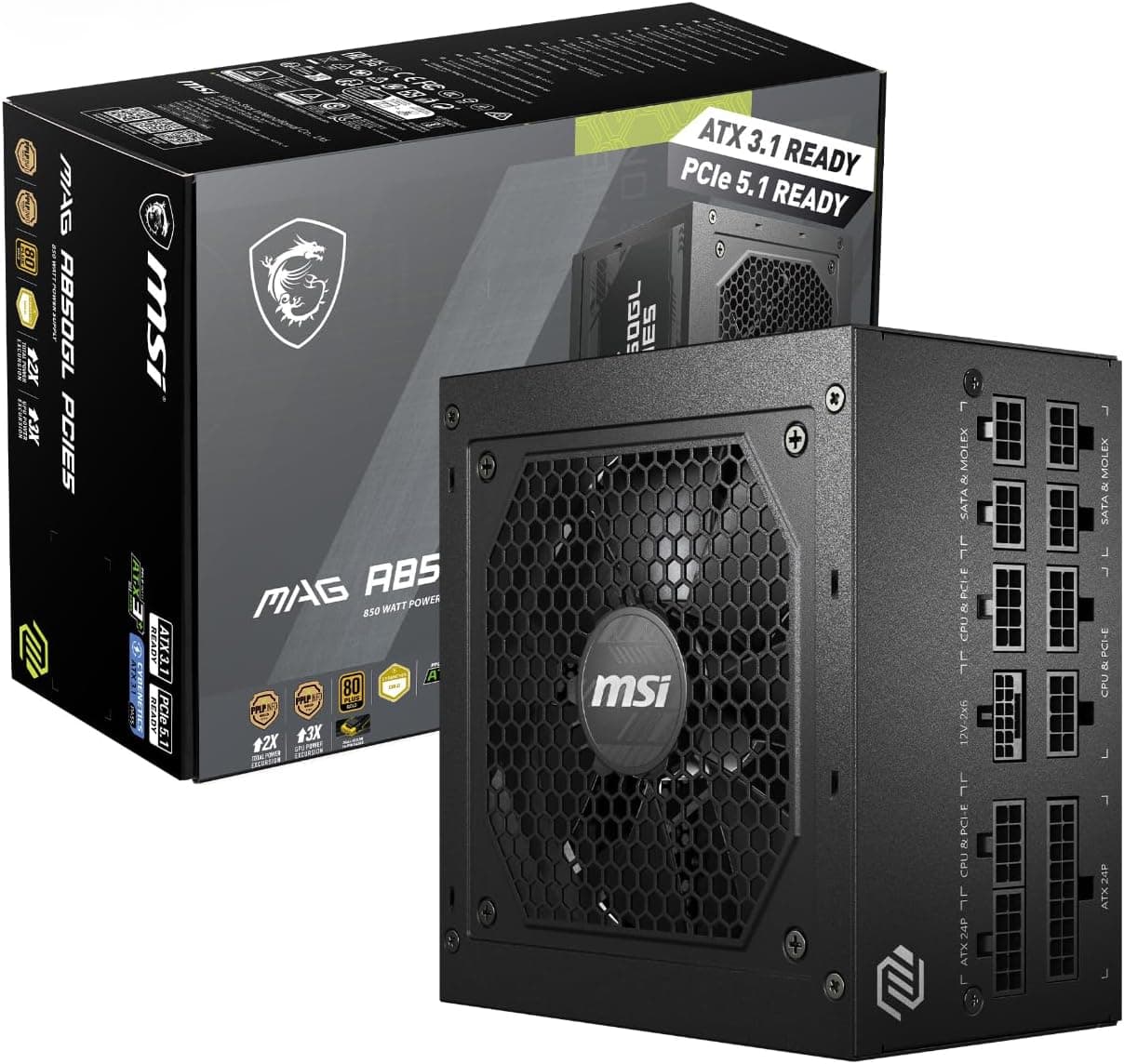 MAG A850GL PCIE5 fonte de alimentação 850 W 20+4 pin ATX ATX Preto