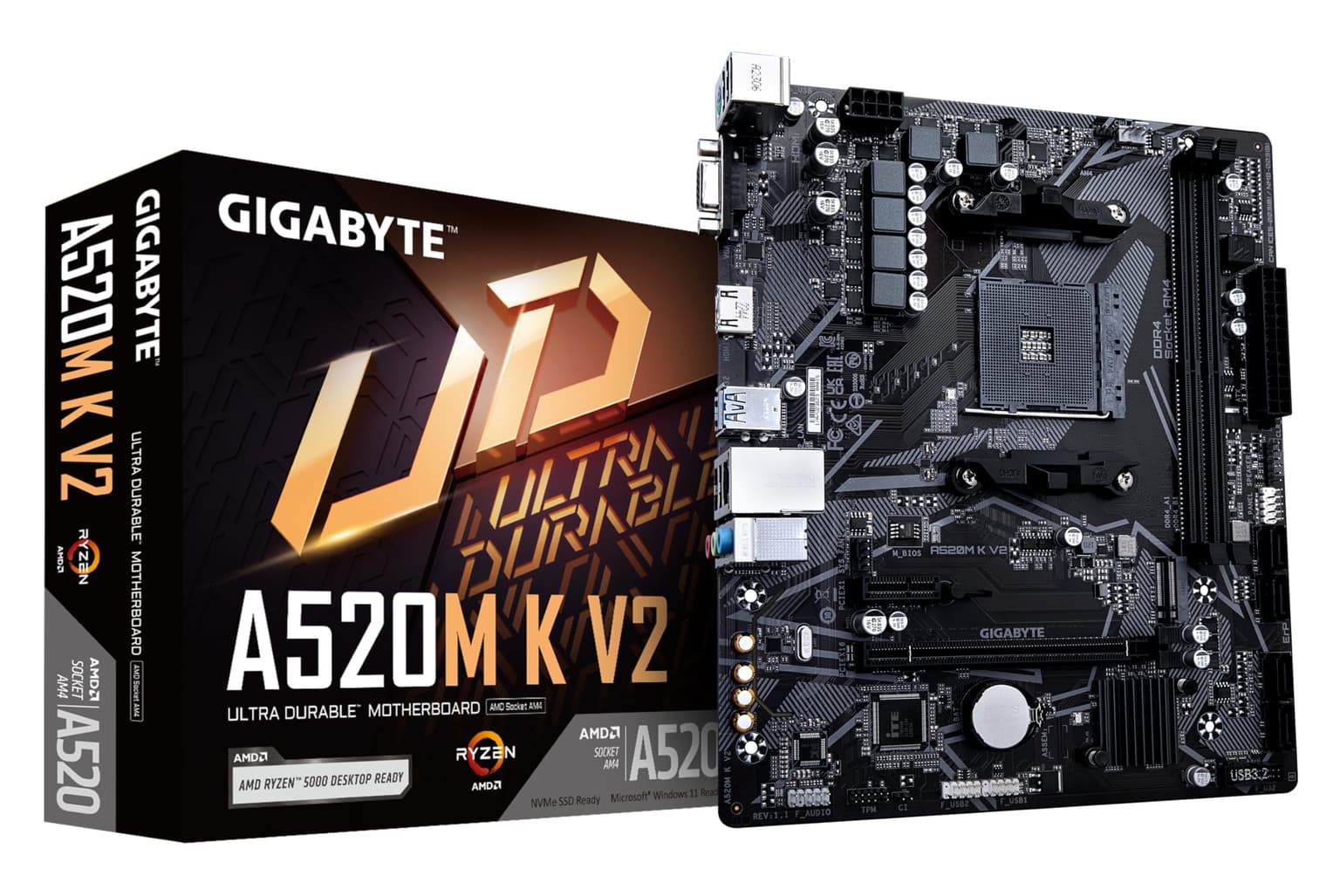 Placa Mãe Gigabyte A520M K V2 (AM4/2xDDR4/HDMI/D-Sub/M.2/USB 3.2) | Amazon.com.br