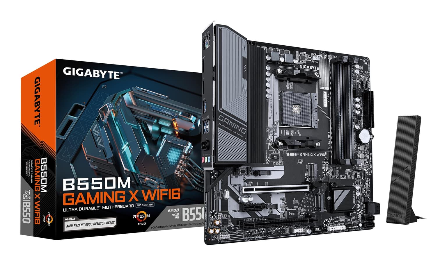 GIGABYTE Placa-mãe B550M Gaming X WIFI6 - CPU AMD Ryzen 5000, 5+3 fases VRM, até 3200MHz DDR4, 1xPCIe 4.0 + 1xPCIe 3.0 M.2, Wi-Fi 6, LAN 1GbE, USB 3.2 Gen 1 | Amazon.com.br