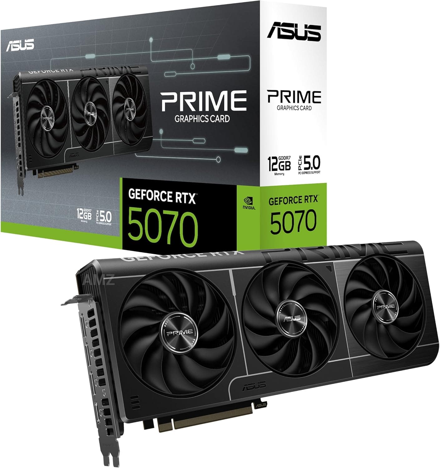 ASUS Placa de vídeo Prime GeForce RTX™ 5070 GDDR7 de 12 GB (PCIe 5.0, HDMI, Display 2.1, 2.5 Slot, ventiladores axiais, SFF-Ready)