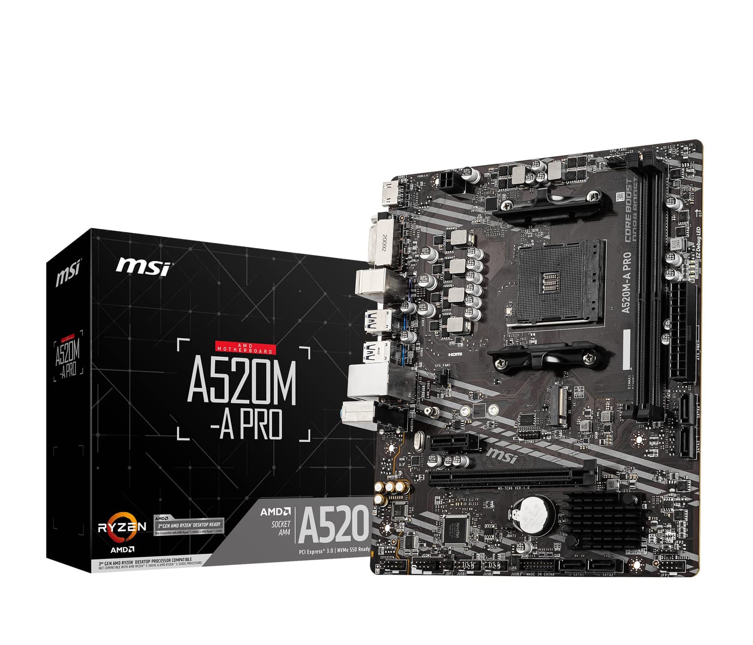Placa Mãe MSI A520M-A PRO (AM4/2xDDR4/HDMI/DVI-D/M.2/USB 3.2) | Amazon.com.br